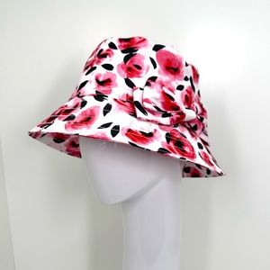 NEW: Kate Spade Pink & Black Floral Hat with Bow